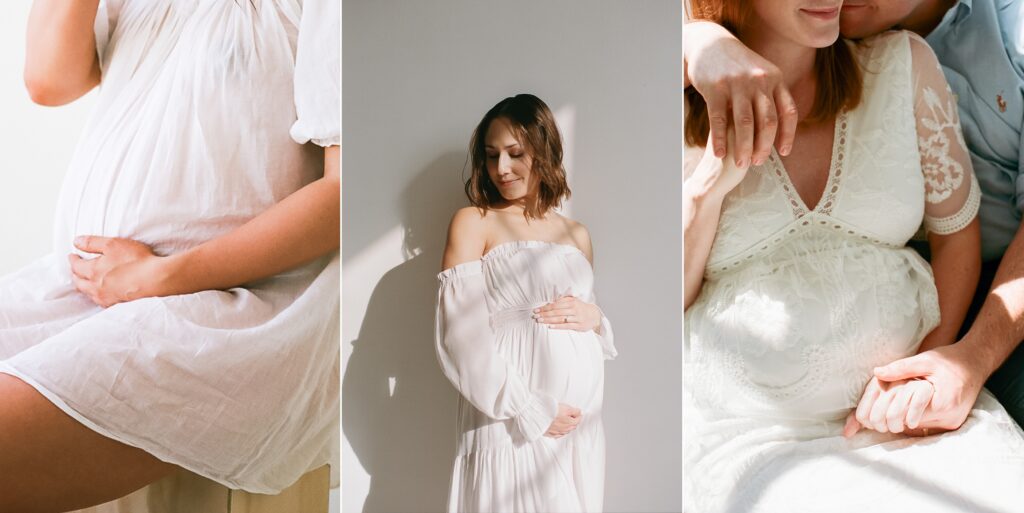 women and couple Posing for maternity photos