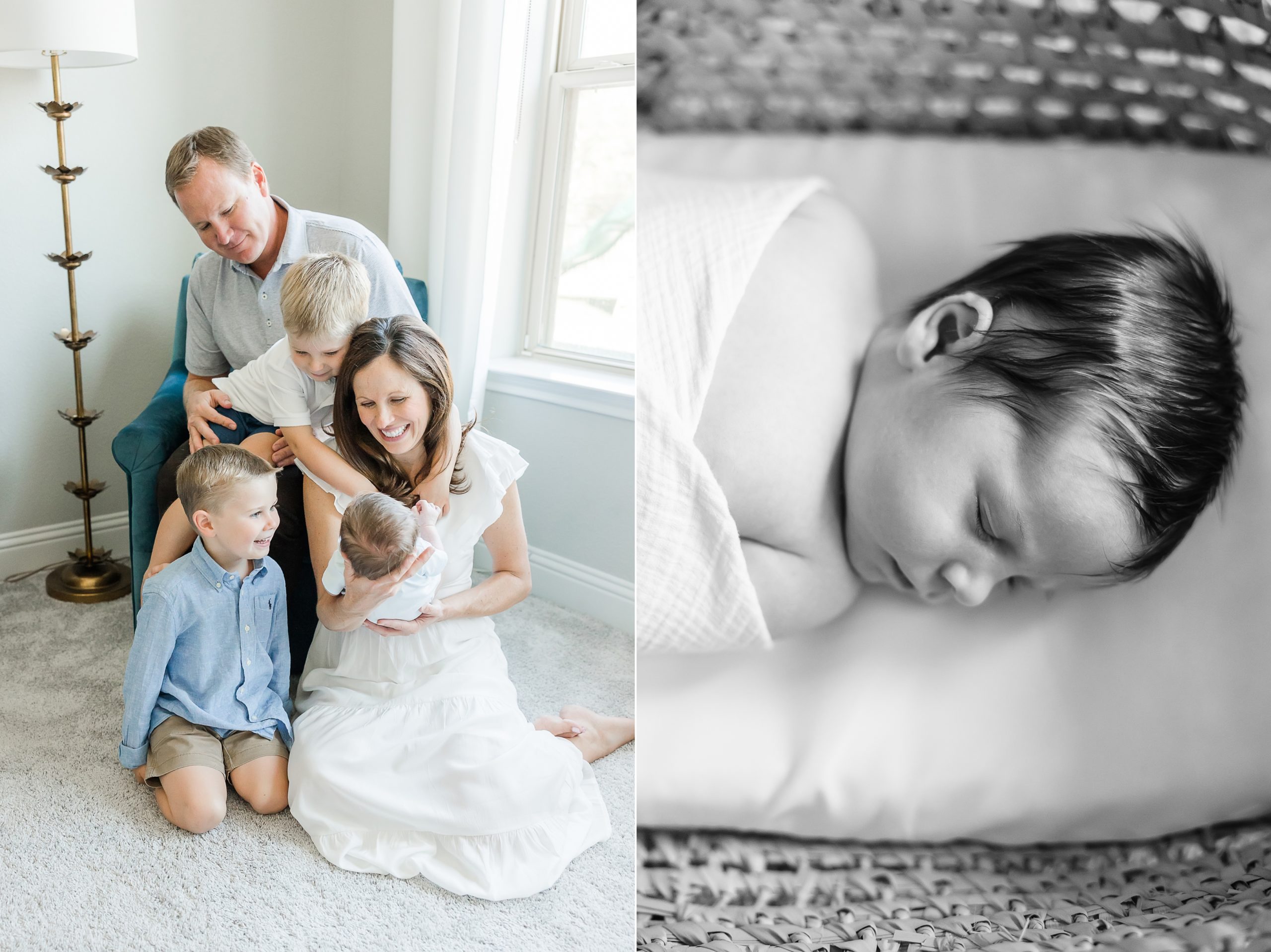 family with their baby at a newborn session at home