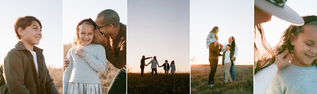 collage of images from a family film photo session