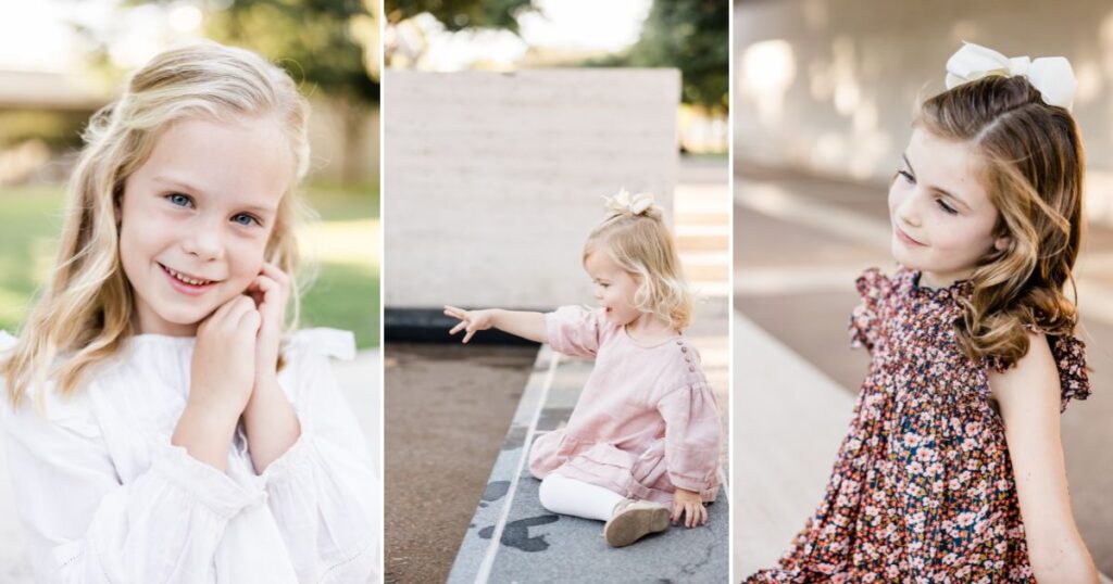 Collage of 3 images of Bridges daughters for fall family photos