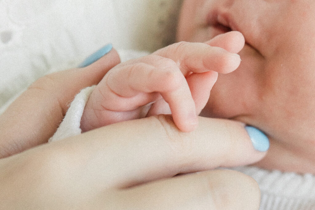 Newborn hand during studio newborn photos