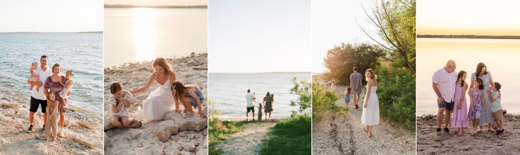 Family enjoying fall mini session at Benbrook Lake in Fort Worth