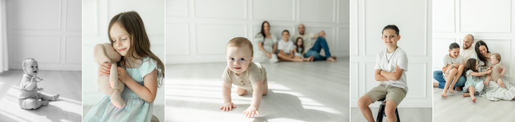 family photo session in studio with natural light
